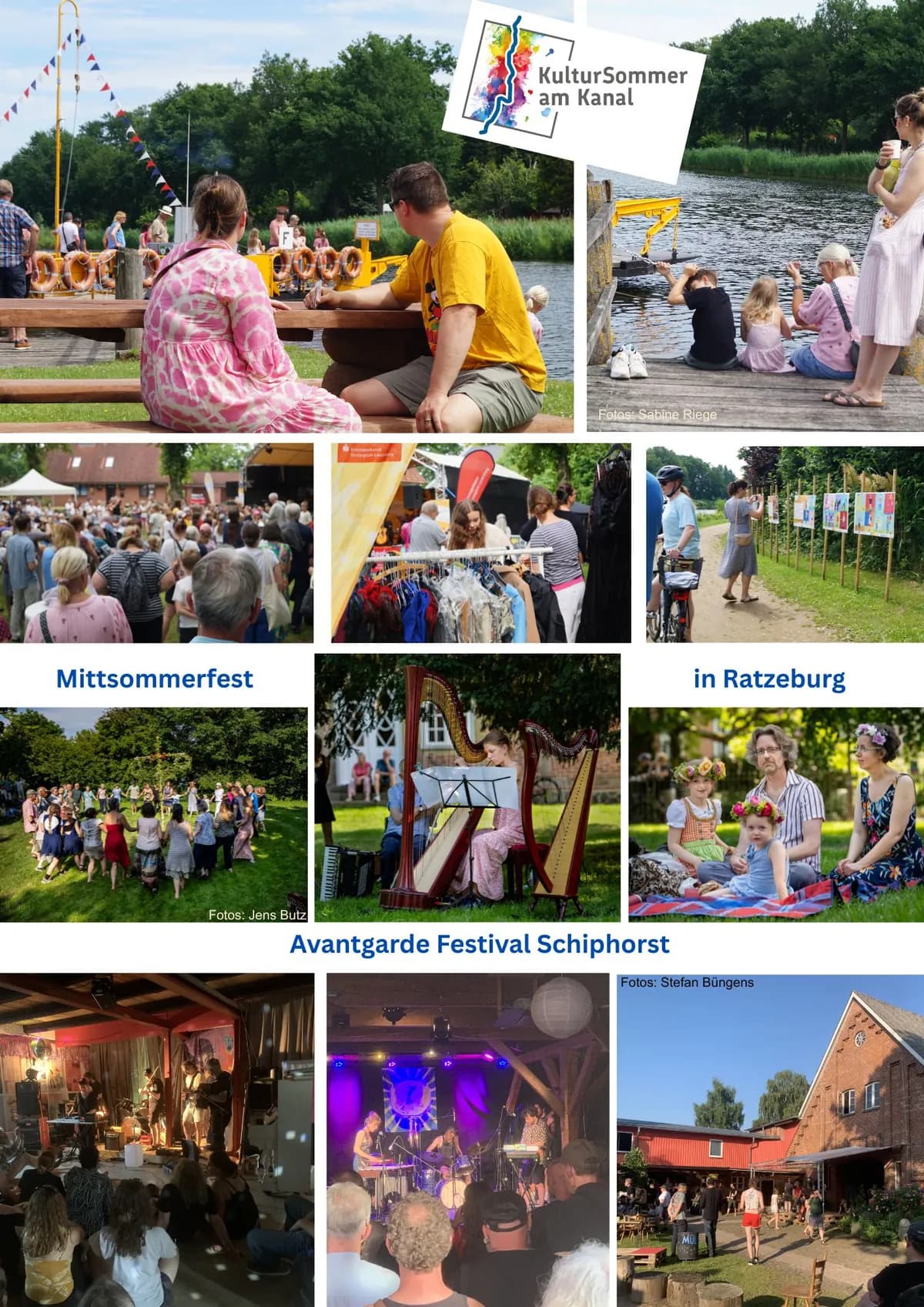 Bilderbogen mit Impressionen vom Mittsommerfest in Ratzeburg und vom Avantgarde Festival
